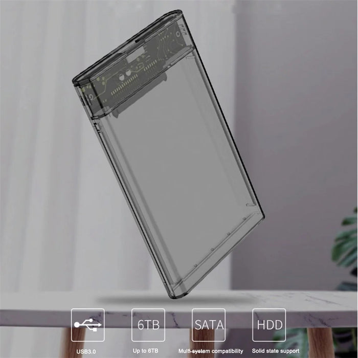 USB 3.1 to SATA 2.5'' External Hard Drive Case HDD Enclosure for Mac OS and Windows, Supporting Max 6TB - Transparent Black - 5