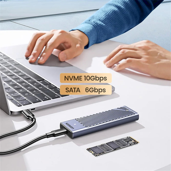 UGREEN 90408 M.2 NVMe / SATA Dual-Protocol Hard Drive Enclosure Type-C / USB3.2 External Mobile Hard Drive Enclosure for Laptop with SSD Solid State M2 Box - 2