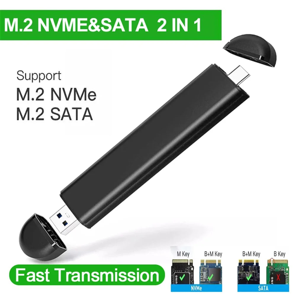 M.2 SSD Nvme NGFF Dual-protocol HDD Enclosure SATA External M.2 to USB / Type-C Interface SSD Case - 5