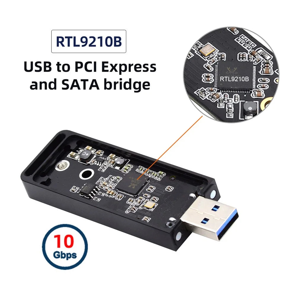 USB 3.0 to 2242 / 2230 NVME M-key M.2 NGFF SATA SSD External PCBA Case Converter Adapter RTL9210B Chipset - 3