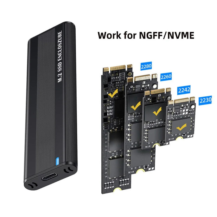 UC-145 USB 3.0 Type-C to NVME M-key M.2 NGFF SATA SSD External PCBA Case Enclosure RTL9210B Chipset - 7