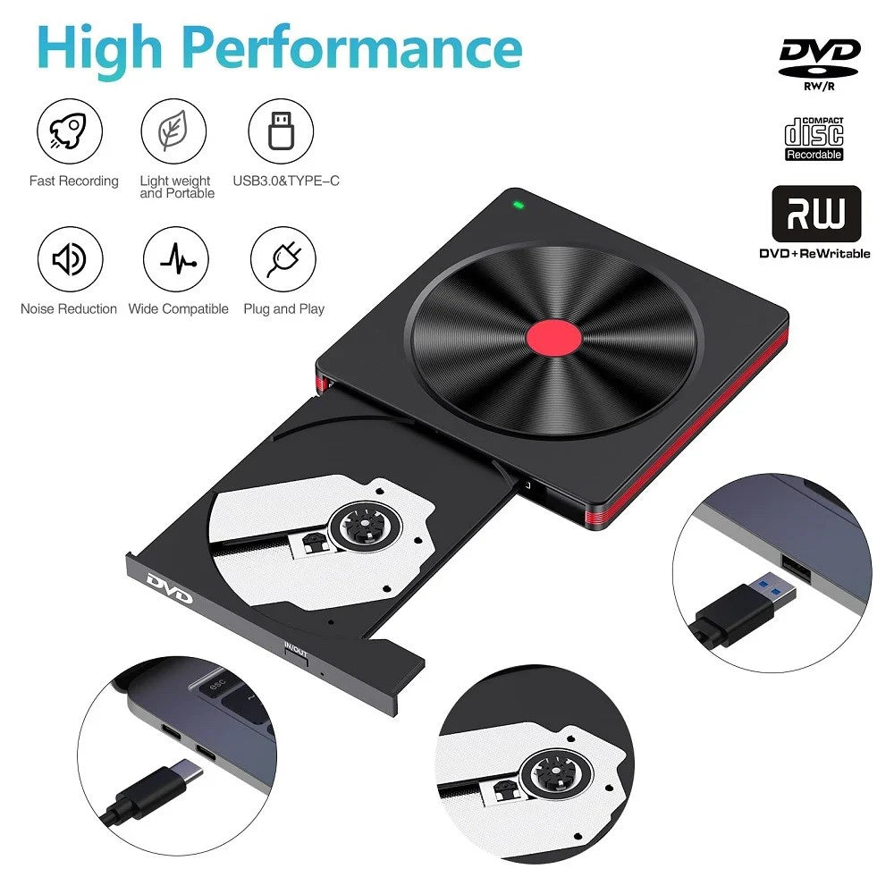 048 Portable DVD-RW External USB Optical Drive Laptop DVD Burner Desktop Integrate Type-C Optical Drive - 2