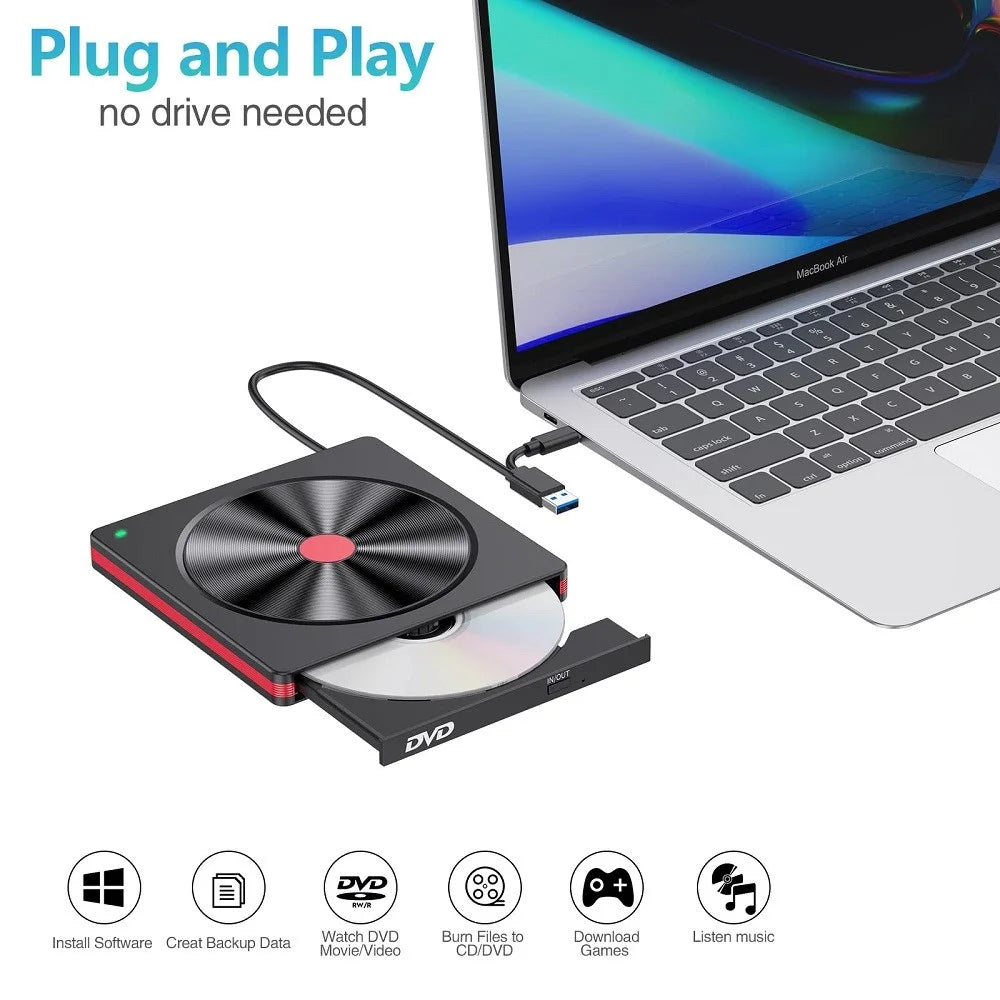 048 Portable DVD-RW External USB Optical Drive Laptop DVD Burner Desktop Integrate Type-C Optical Drive - 3
