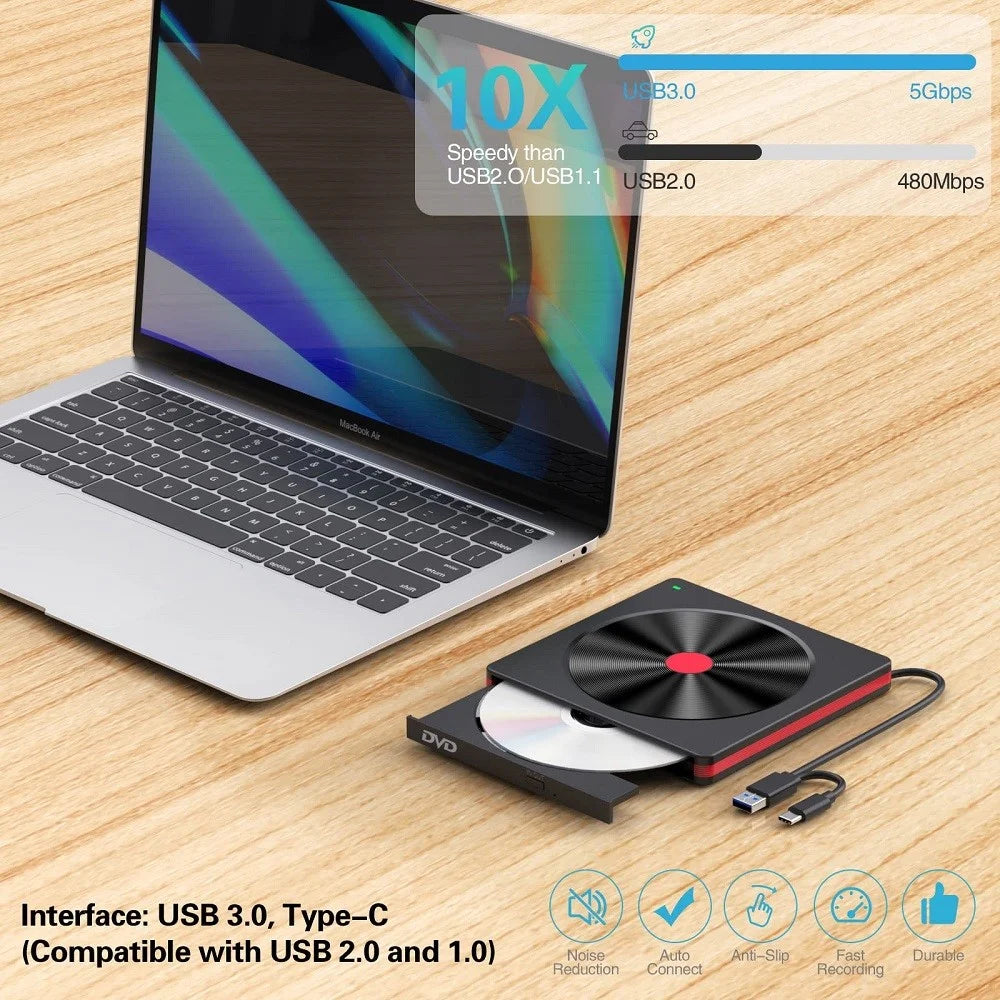 048 Portable DVD-RW External USB Optical Drive Laptop DVD Burner Desktop Integrate Type-C Optical Drive - 4