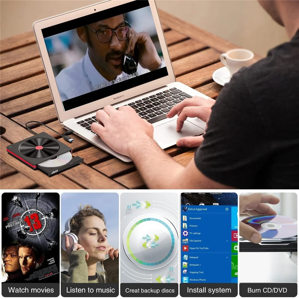048 Portable DVD-RW External USB Optical Drive Laptop DVD Burner Desktop Integrate Type-C Optical Drive - 6