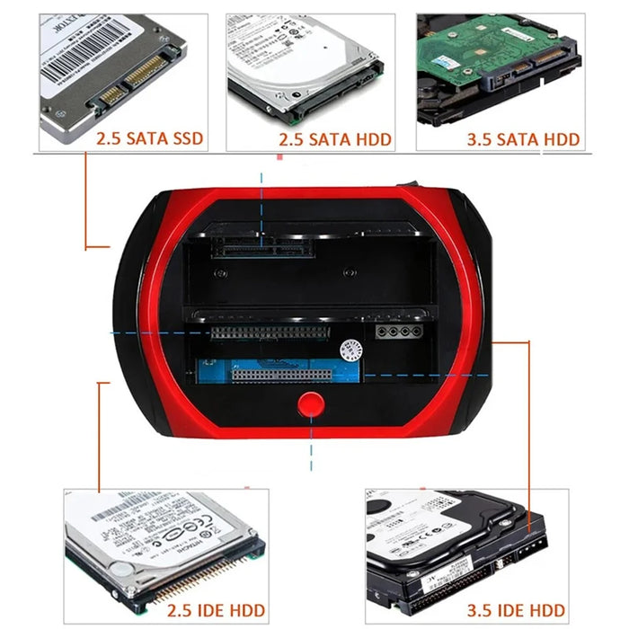 575D Laptop Computer Mobile Hard Disk Box USB Hard Disk Holder 2.5 / 3.5inch SATA IDE HDD Base - US Plug - 5