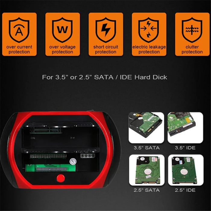 575D Laptop Computer Mobile Hard Disk Box USB Hard Disk Holder 2.5 / 3.5inch SATA IDE HDD Base - US Plug - 7