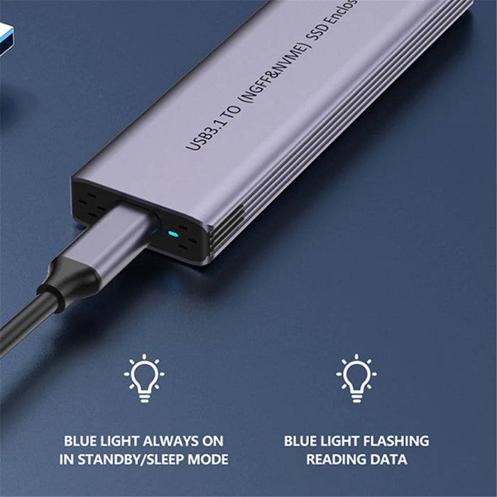 S186 USB3.1 10Gbps SATA SSD Case Aluminum Alloy NVME M.2 Computer External Hard Drive Enclosure - 4