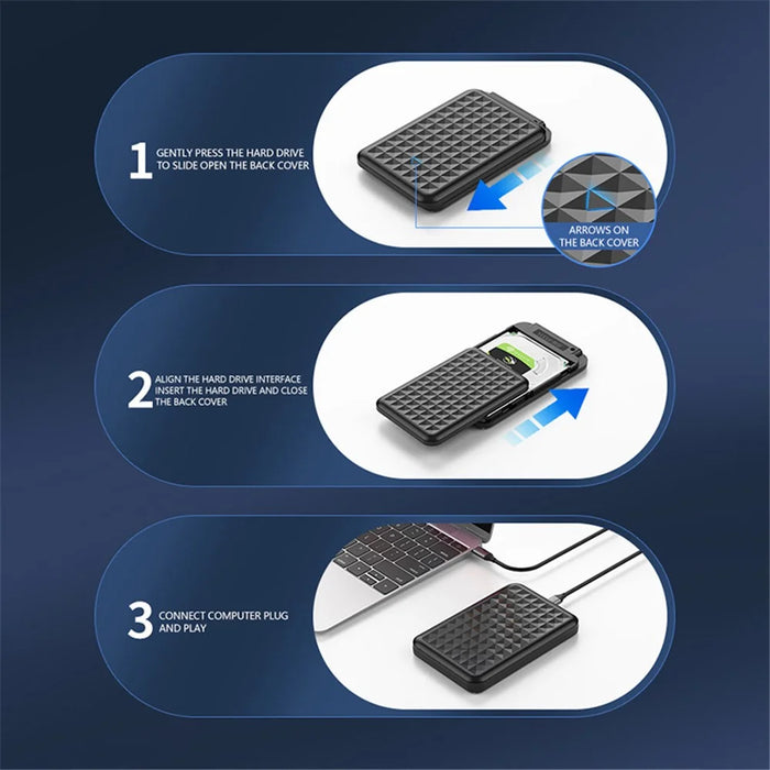 YC-TS6 Hard Drive Enclosure for 2.5-inch SATA SSD Hard Drive Case with USB to Type-C 3.1 Cable - 5