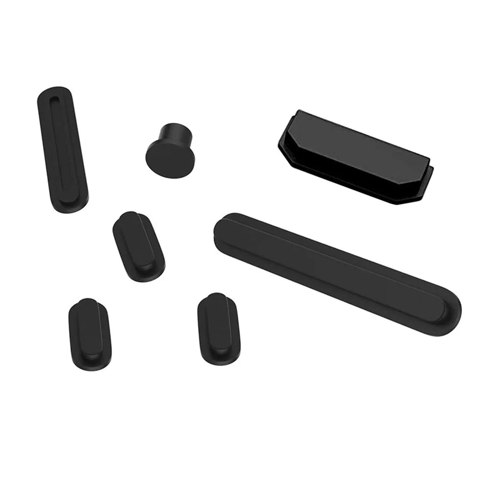 ENKAY HAT PRINCE Soft Silicone Dust Plug Cap Cover Set for MacBook Air 15 inch (2023) A2941 / 13 inch (2022) A268 / Pro 14-inch (2021) A2442  / 16 inch (2021) A2485 - Black - 2