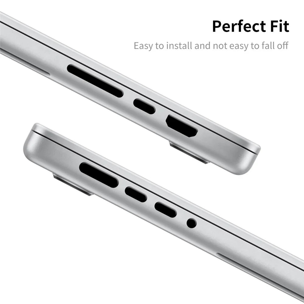 ENKAY HAT PRINCE Soft Silicone Dust Plug Cap Cover Set for MacBook Air 15 inch (2023) A2941 / 13 inch (2022) A268 / Pro 14-inch (2021) A2442  / 16 inch (2021) A2485 - Black - 4