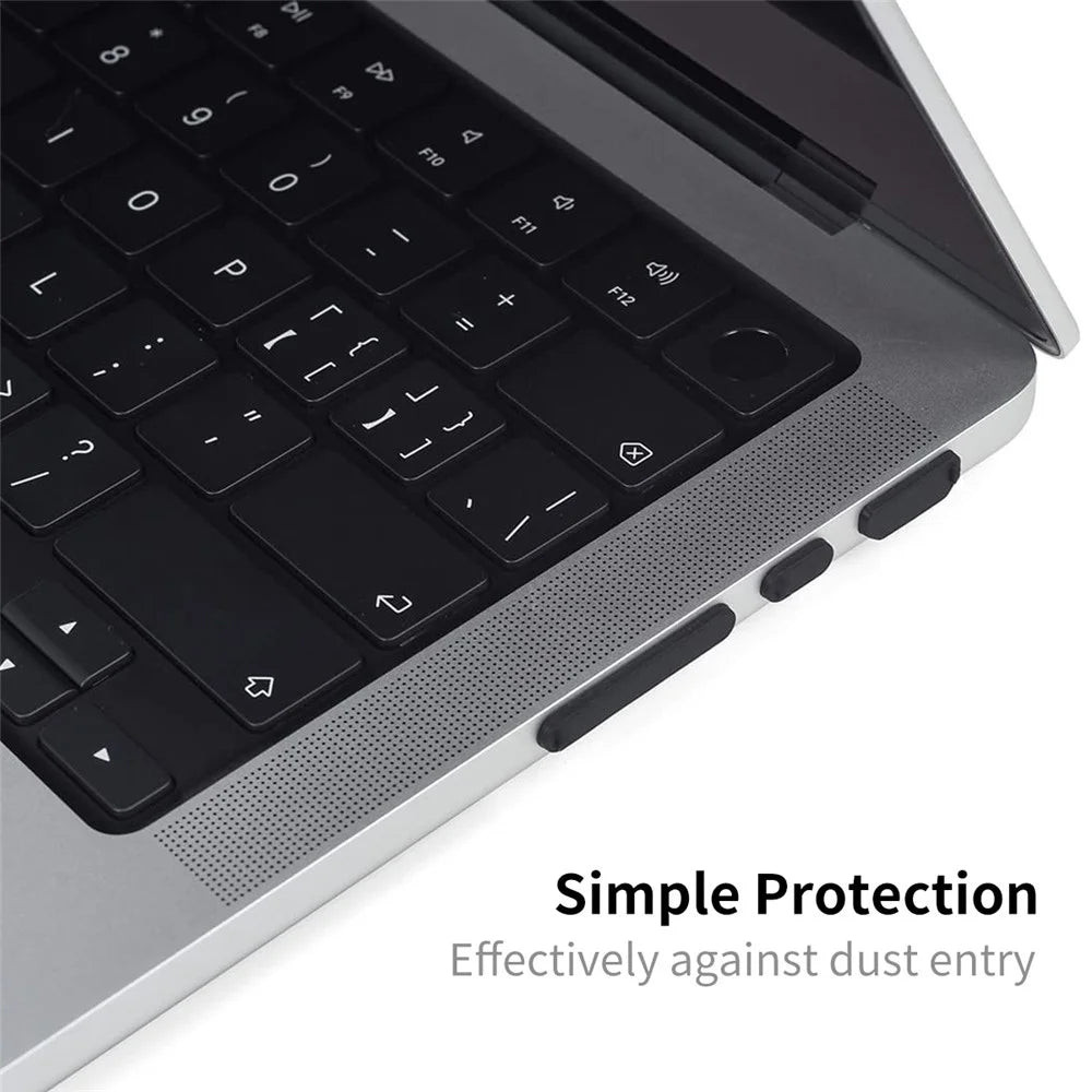 ENKAY HAT PRINCE Soft Silicone Dust Plug Cap Cover Set for MacBook Air 15 inch (2023) A2941 / 13 inch (2022) A268 / Pro 14-inch (2021) A2442  / 16 inch (2021) A2485 - Black - 5