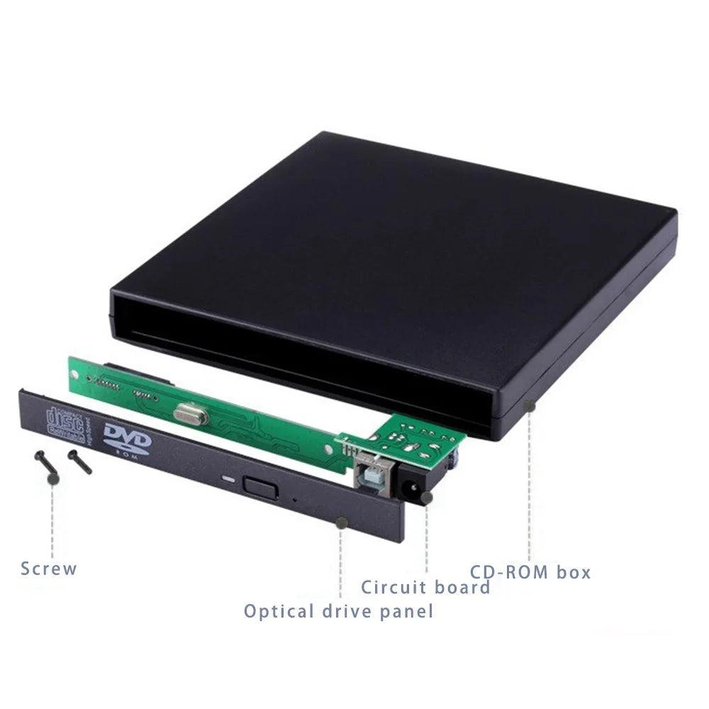 USB2.0 Slim Portable Optical Drive Enclosure 12.7mm External Optical Drive Case for Laptops, Notebooks - 4
