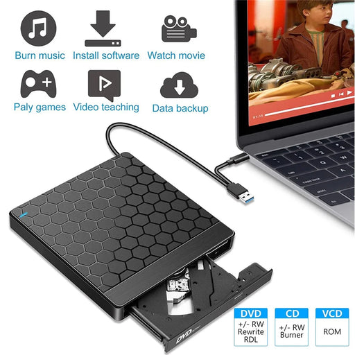 042 Football Pattern USB3.0 / Type-C Computer Laptop External Optical Drive Burner High Speed DVD Burner - 2