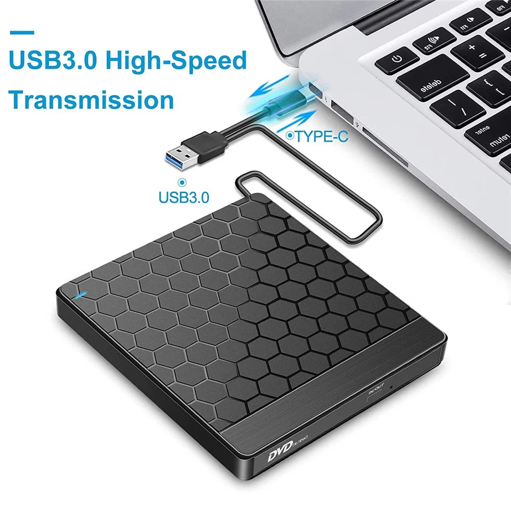 042 Football Pattern USB3.0 / Type-C Computer Laptop External Optical Drive Burner High Speed DVD Burner - 6