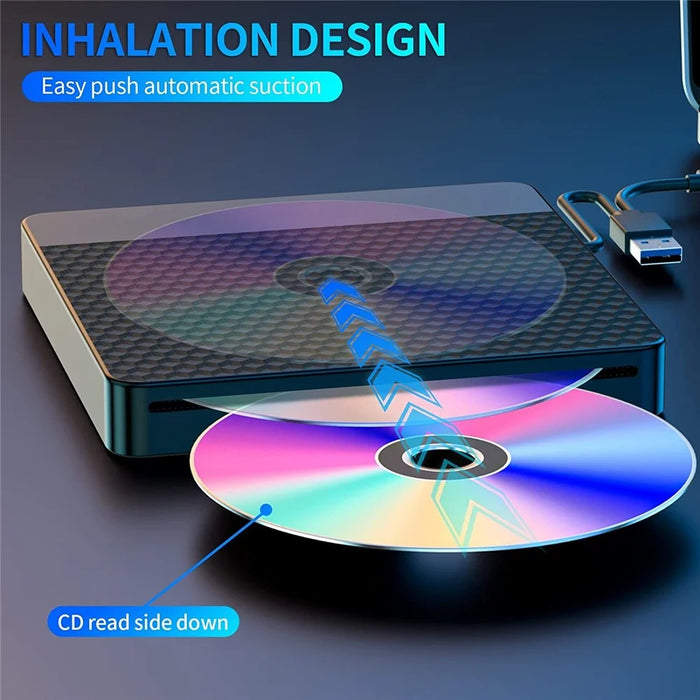 X001 External Optical Drive CD / DVD Burner Reader USB 3.0+Typle C Disc Player - 2