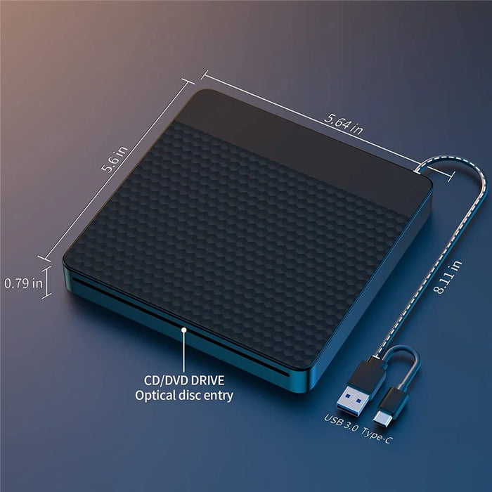 X001 External Optical Drive CD / DVD Burner Reader USB 3.0+Typle C Disc Player - 7