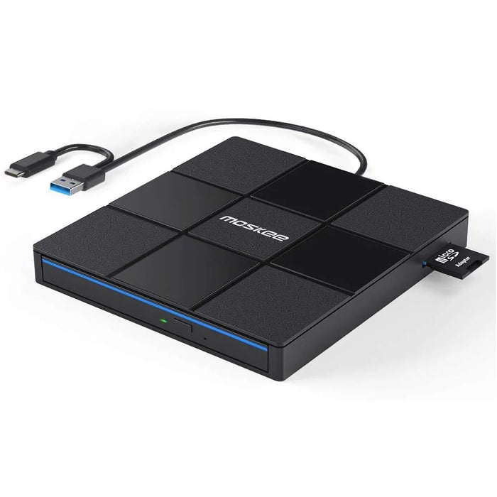 009 External DVD Drive USB 3.0+Typle C Adapter with USB Port for Laptop Computer - 1