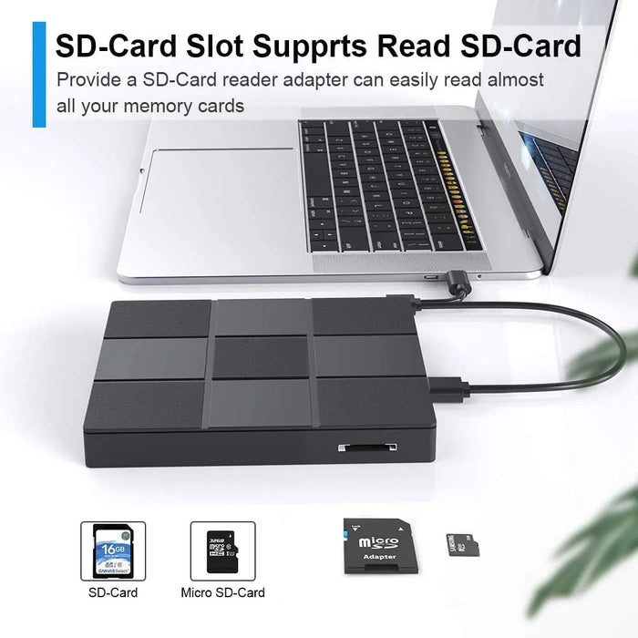 009 External DVD Drive USB 3.0+Typle C Adapter with USB Port for Laptop Computer - 3