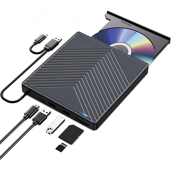 External CD / DVD+ / -RW Drive Writer Reading Burner with TF / SD Card Slot for Windows / Mac OS - 2