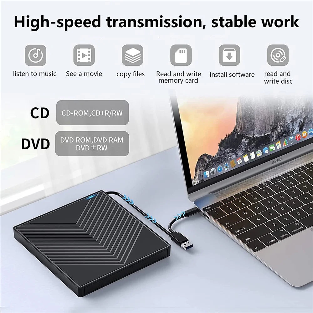External CD / DVD+ / -RW Drive Writer Reading Burner with TF / SD Card Slot for Windows / Mac OS - 4