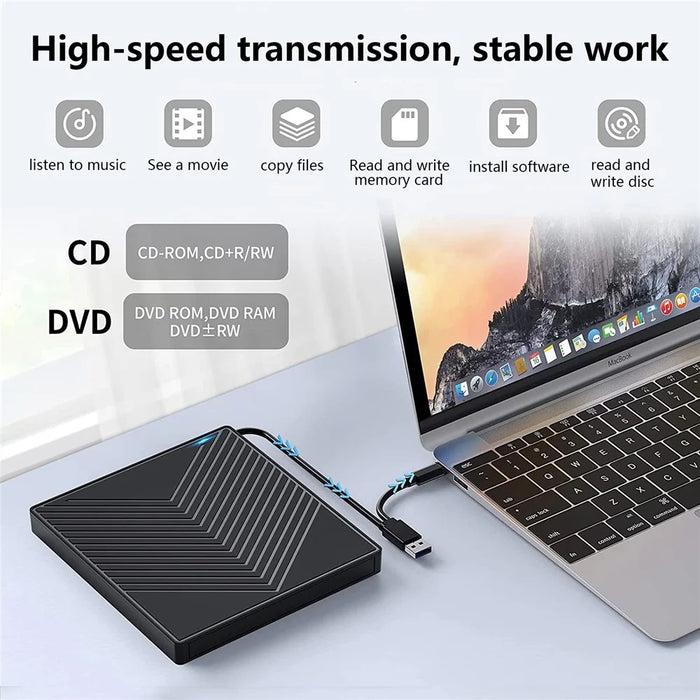 External CD / DVD+ / -RW Drive Writer Reading Burner with TF / SD Card Slot for Windows / Mac OS - 4
