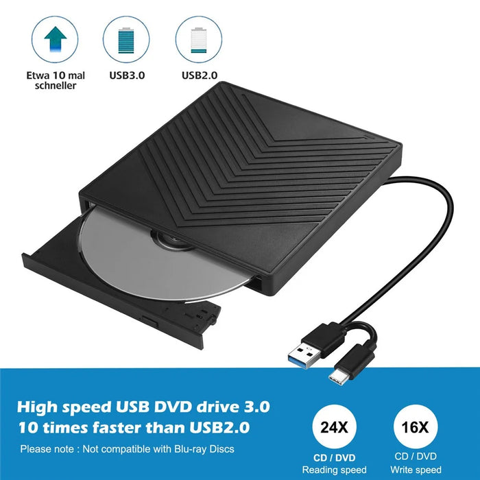 External CD / DVD+ / -RW Drive Writer Reading Burner with TF / SD Card Slot for Windows / Mac OS - 5