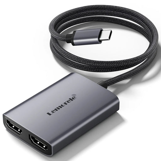 LEMORELE H20 USB-C to Dual HD Hub Adapter 2 in 1 Docking Station Support 4K / 30Hz Display for Windows / MacOS - 1