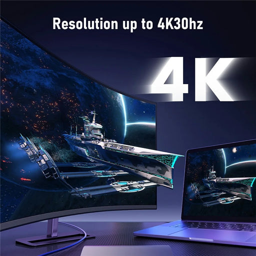 LEMORELE H20 USB-C to Dual HD Hub Adapter 2 in 1 Docking Station Support 4K / 30Hz Display for Windows / MacOS - 2
