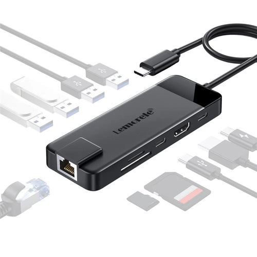 LEMORELE TC93 USB-C Docking Station 10 in 1 Hub Adapter Multiport with HD  /  Ethernet  /  Card Reader  /  PD Charging - 1