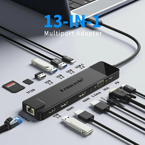 LEMORELE TC100 13 in 1 USB-C Hub Adapter Multi-Port Docking Station with HD / VGA / Ethernet / USB / TF Card Slots for Laptop / PC - 2