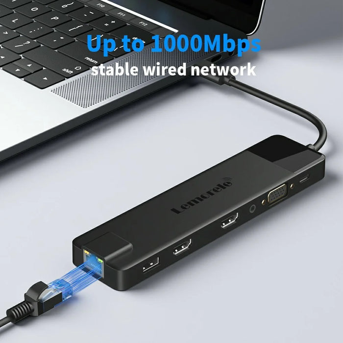 LEMORELE TC100 13 in 1 USB-C Hub Adapter Multi-Port Docking Station with HD / VGA / Ethernet / USB / TF Card Slots for Laptop / PC - 5