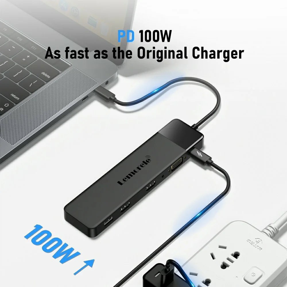 LEMORELE TC200 13 in 1 USB-C Hub Adapter Multi-Functional Docking Station with HD / VGA / USB Ports for Home / Office - 4