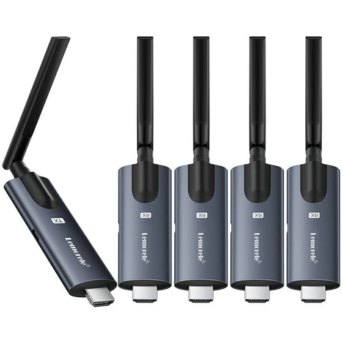 LEMORELE R1040 Wireless HD Adapter Transmitter Receiver Kit, 1TX to 4RX, 1080P HD Wireless Presentation, Screen Sharing for TV, Projector, Conference - Black - 1