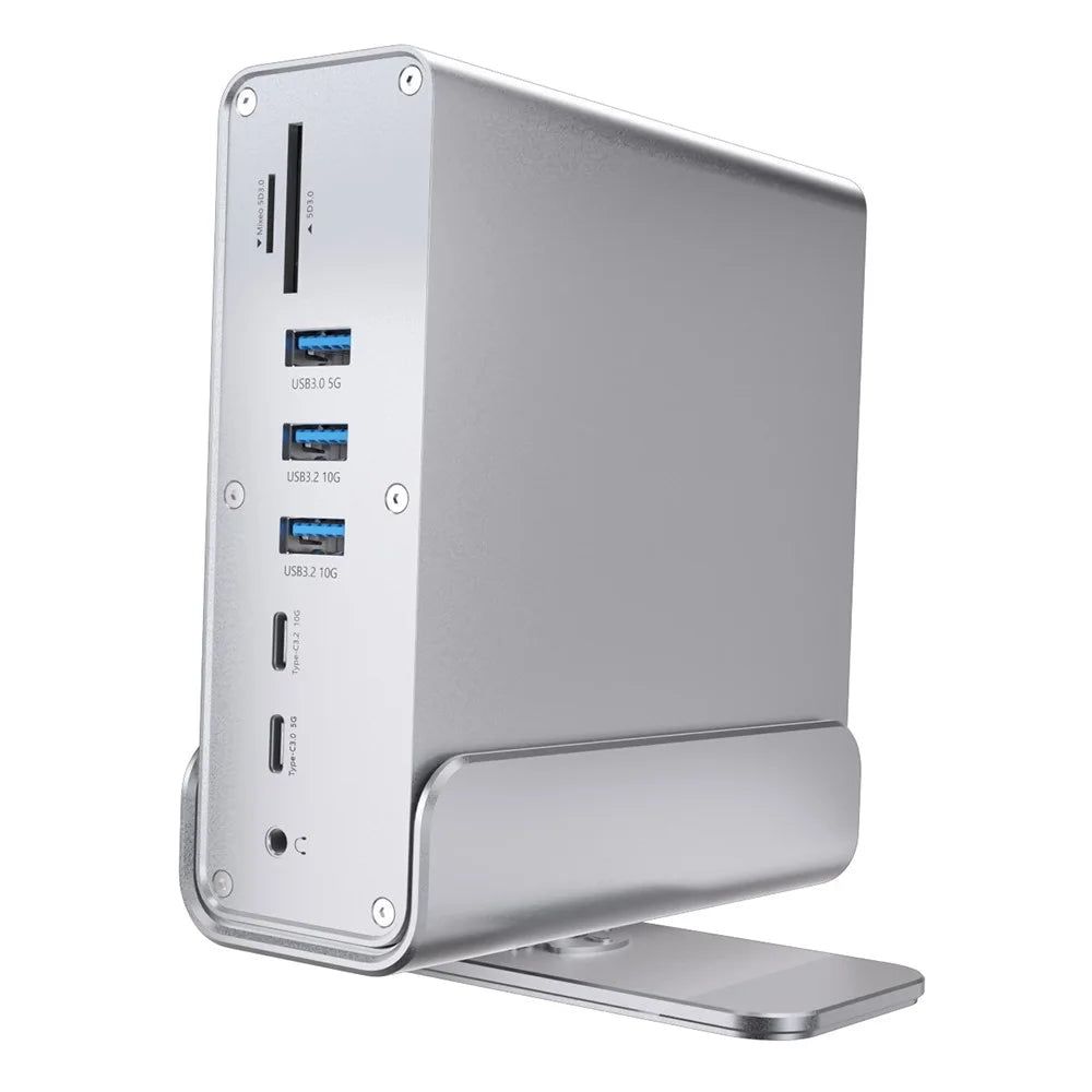 15 in 1 Type-C Docking Station MST Multi-Port Hub Adapter with Stand Dual HD DP USB 3.2 Gigabit Ethernet - Grey - 1