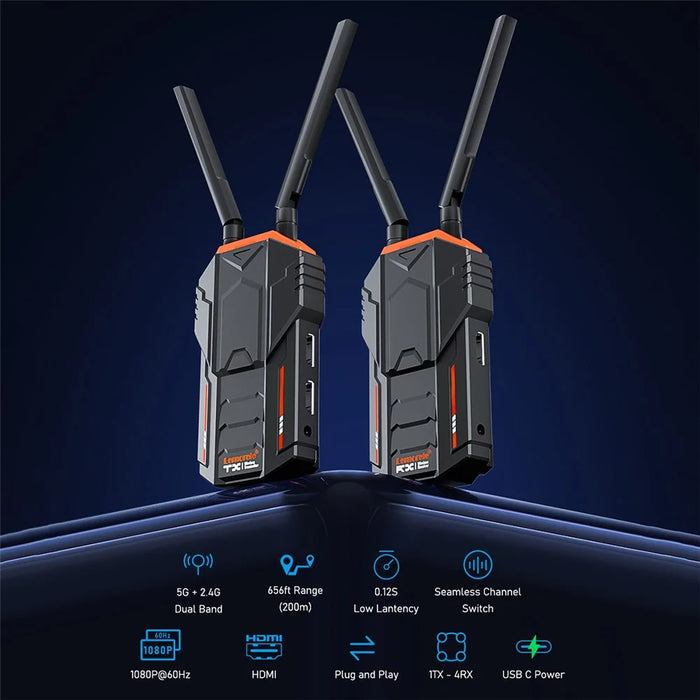 LEMORELE R100 Wireless HDTV Video Transmission System Transmitter and Receiver Set, 200m Range - Black - 3
