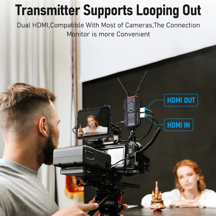 LEMORELE R100 Wireless HDTV Video Transmission System Transmitter and Receiver Set, 200m Range - Black - 4