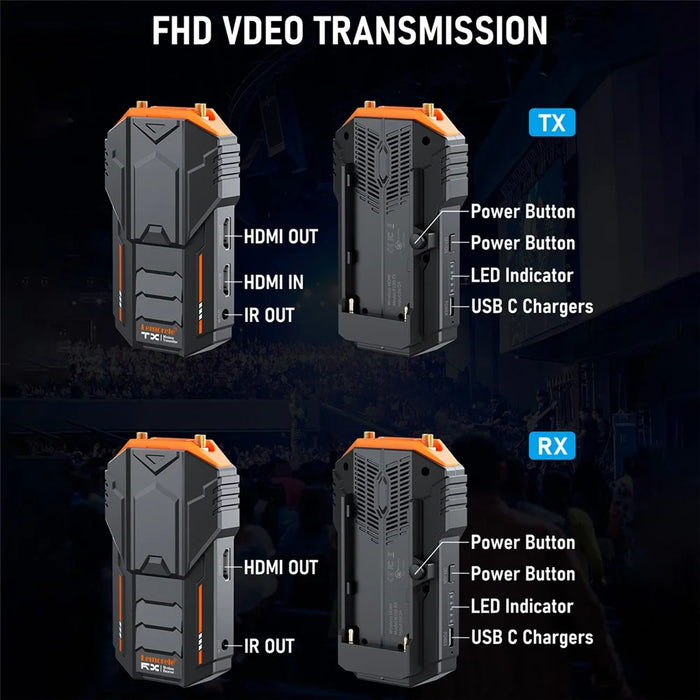 LEMORELE R100 Wireless HDTV Video Transmission System Transmitter and Receiver Set, 200m Range - Black - 5