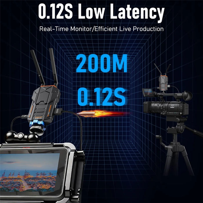LEMORELE R100 Wireless HDTV Video Transmission System Transmitter and Receiver Set, 200m Range - Black - 6