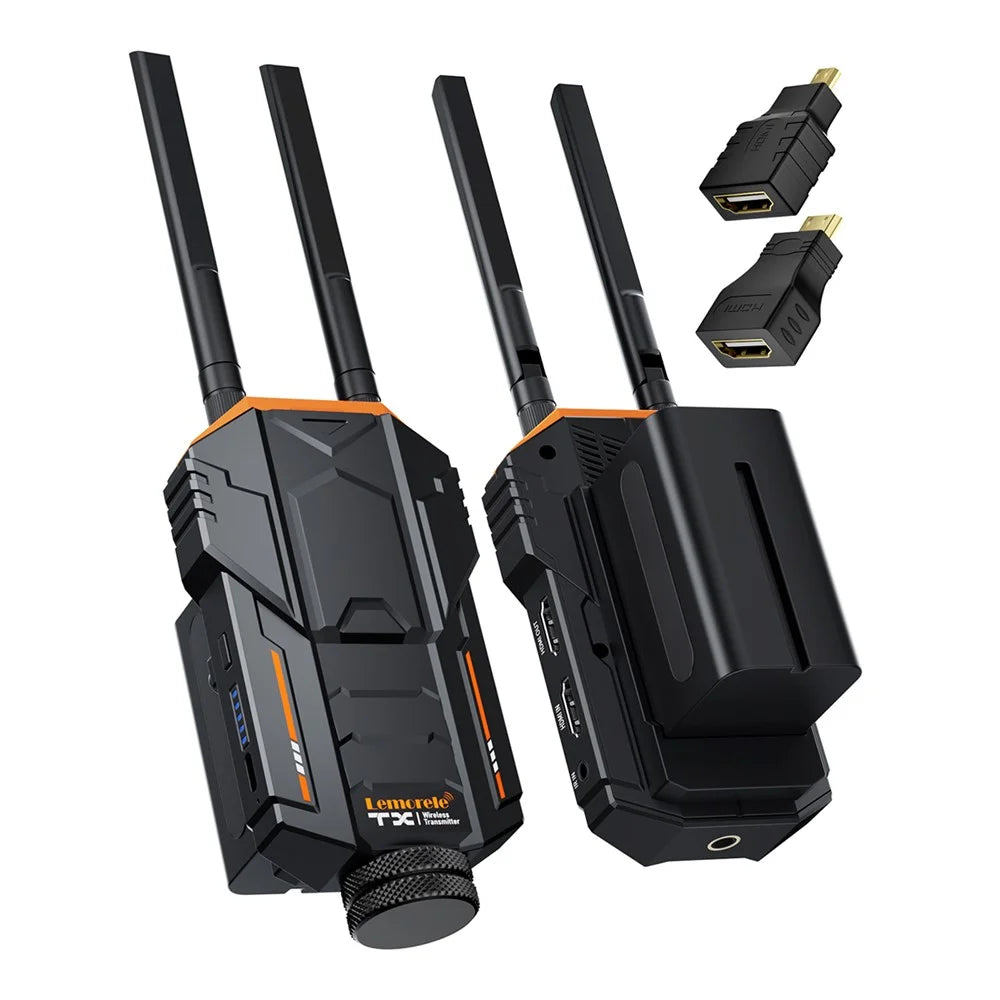 LEMORELE R100 PLUS HDTV Wireless Video Transmitter Receiver Set with 2 Batterys for Photography Videography - Black - 1