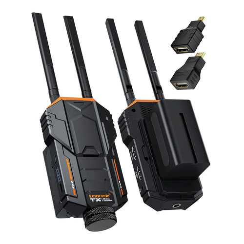 LEMORELE R100 PLUS HDTV Wireless Video Transmitter Receiver Set with 2 Batterys for Photography Videography - Black - 1