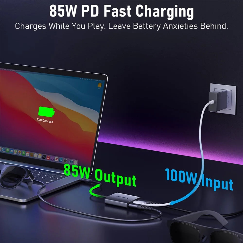 LEMORELE TC520 Type-C Docking Station Dual USB-C Output 4K / 60Hz Video Expansion Hub with 100W PD Charging Port - 4