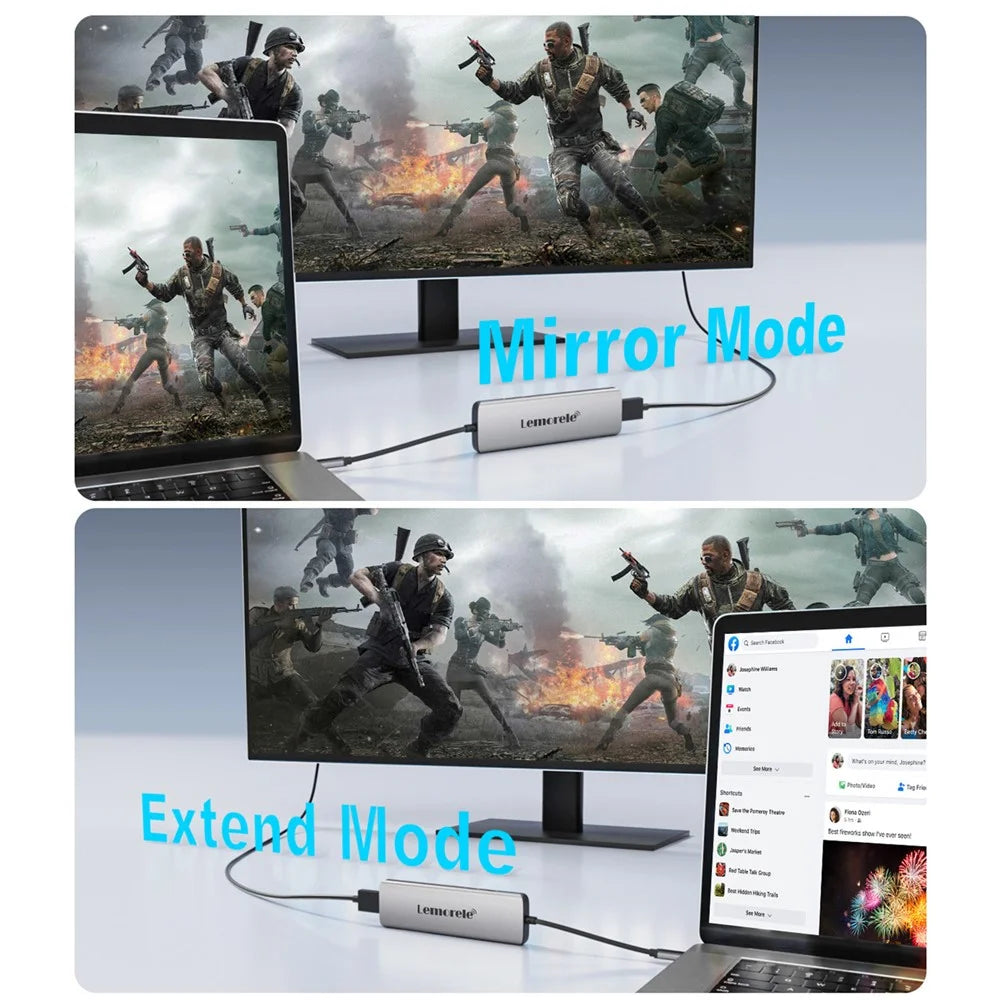 LEMORELE TC38 USB C Hub 8 in 1 Docking Station with 3x USB 3.0 / 4K HD / PD 100W / SD TF Card Reader - 6