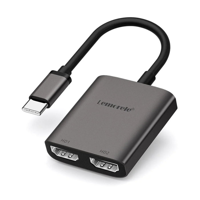LEMORELE TC21 4K  /  30Hz USB-C Male to Dual HD Female Adapter for MacBook  /  Smartphone  /  Laptop - 1