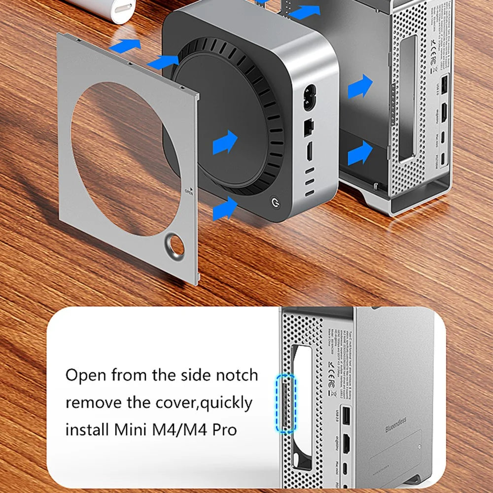 BLUEENDLESS MAC908 9 in 1 BLUEENDLESS MAC909 9 in 1 Type-C Hub, USB TF SD Card PD 100W SSD Enclosure Docking Station - Silver Grey - 2