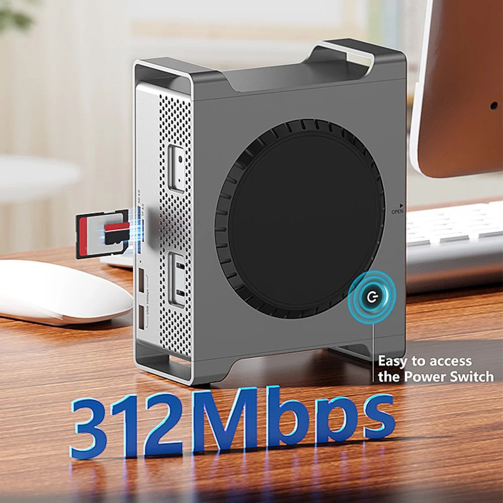 BLUEENDLESS MAC908 9 in 1 BLUEENDLESS MAC909 9 in 1 Type-C Hub, USB TF SD Card PD 100W SSD Enclosure Docking Station - Silver Grey - 3