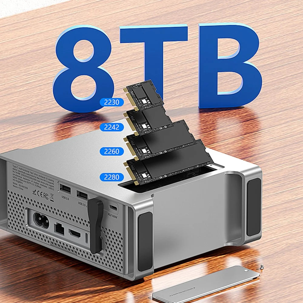 BLUEENDLESS MAC908 9 in 1 BLUEENDLESS MAC909 9 in 1 Type-C Hub, USB TF SD Card PD 100W SSD Enclosure Docking Station - Silver Grey - 4