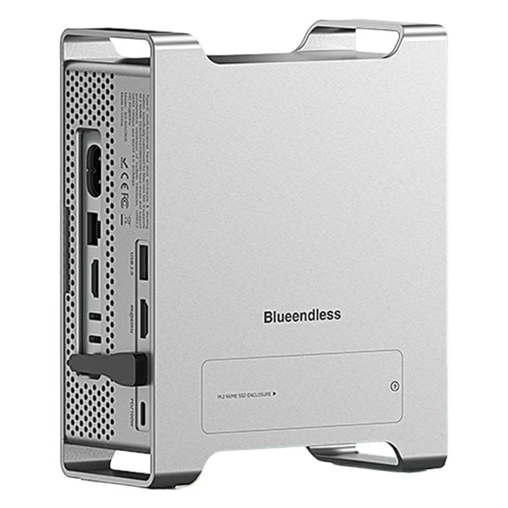 BLUEENDLESS MAC909 9 in 1 Type-C Hub, 4K 60Hz HD USB TF SD Card PD 100W SSD Enclosure Docking Station - Silver Grey - 1