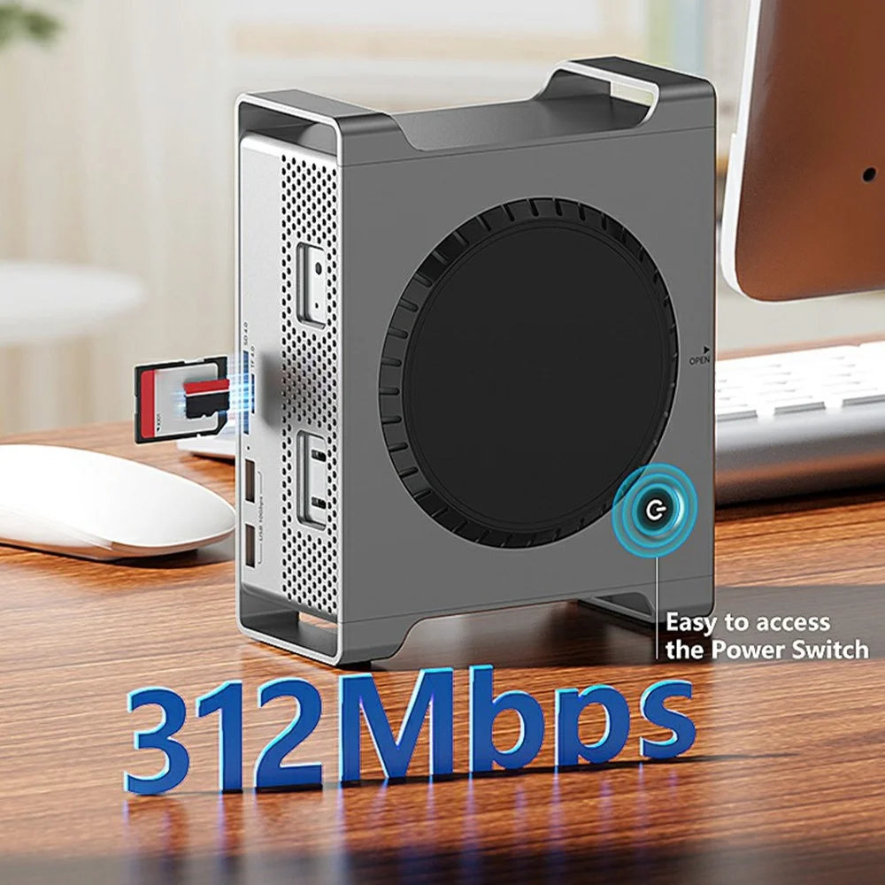 BLUEENDLESS MAC909 9 in 1 Type-C Hub, 4K 60Hz HD USB TF SD Card PD 100W SSD Enclosure Docking Station - Silver Grey - 2