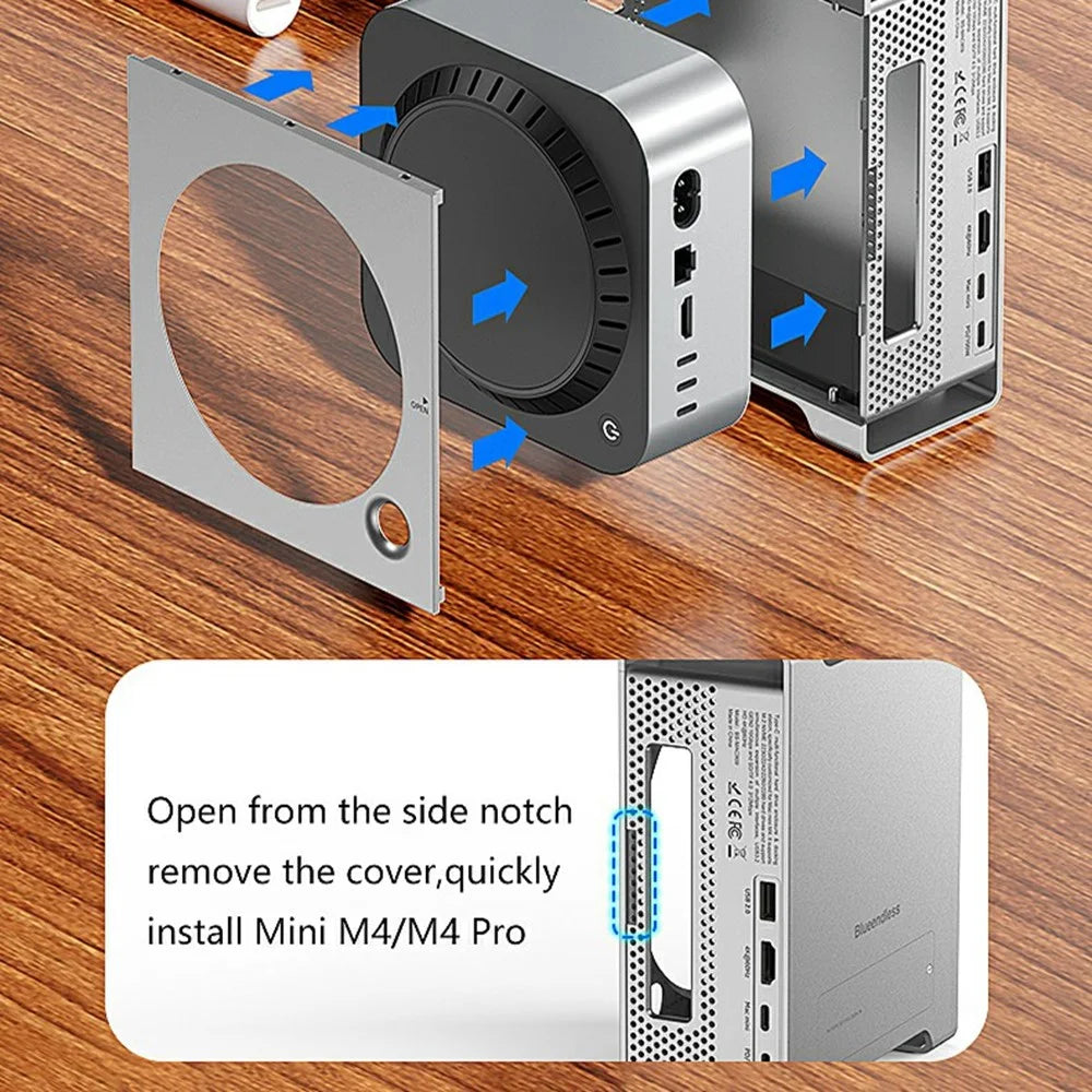 BLUEENDLESS MAC909 9 in 1 Type-C Hub, 4K 60Hz HD USB TF SD Card PD 100W SSD Enclosure Docking Station - Silver Grey - 5
